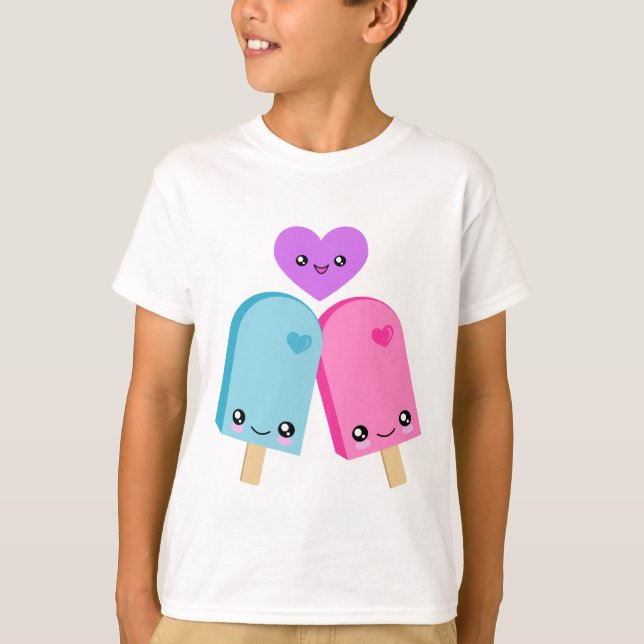 T-shirt bonito dos Popsicles BFF Kawaii (Frente)