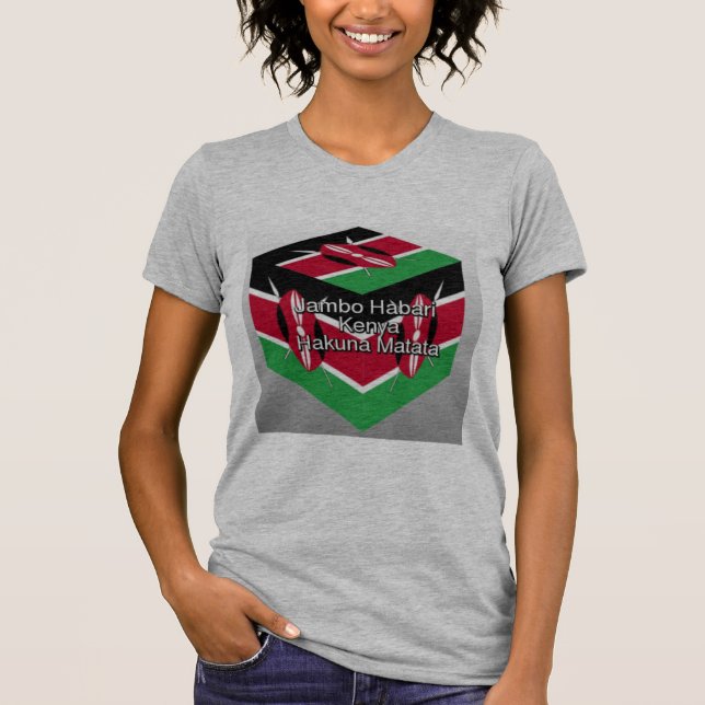 T-shirt Bonito e adorável cubo de bandeira queniano com sa (Frente)