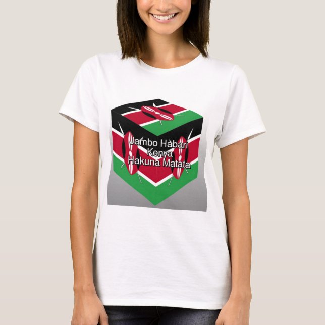T-shirt Bonito e adorável cubo de bandeira queniano com sa (Frente)