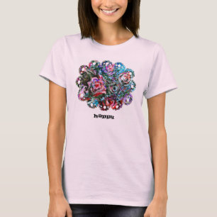 T-shirt bonito FELIZ da arte com rosas do