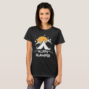 T-shirt bonito feliz do acampamento de Glamper