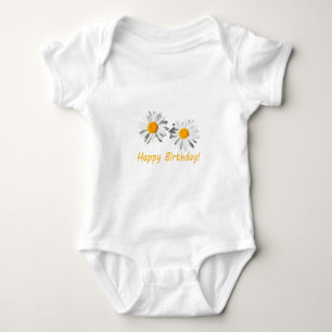 T-shirt bonito, puras flores brancas da margarida, feliz a
