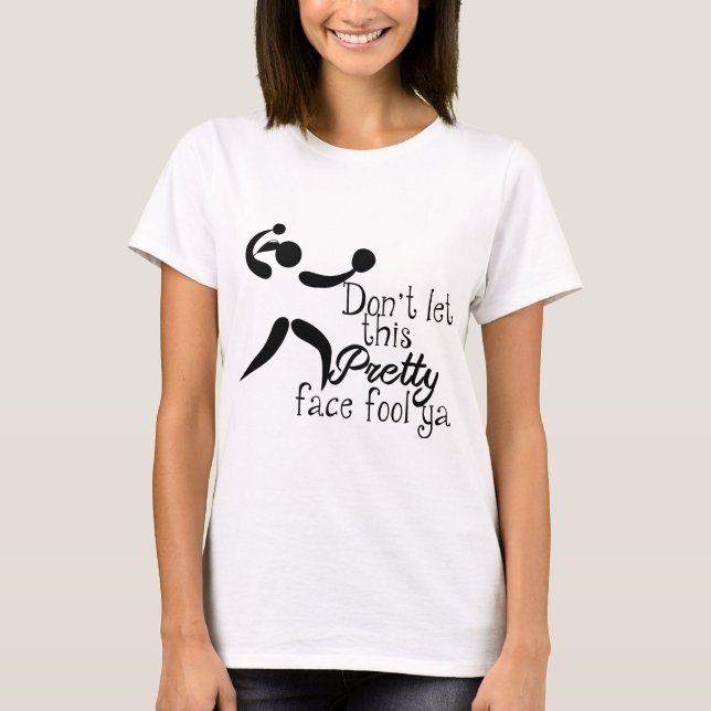 T-shirt Bonito rosto de Sofball dizendo (Frente)