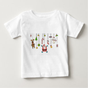 T-shirt Bons Papais noeis de desenho animado e amigos Nata