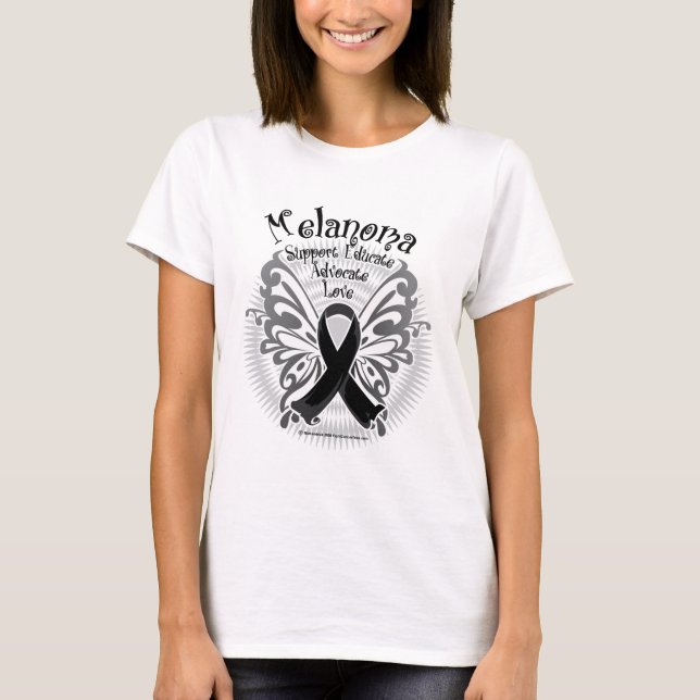 T-shirt Borboleta 3 do cancer de pele (Frente)