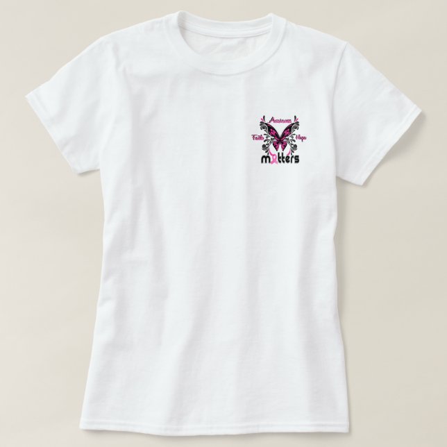 T-shirt Borboleta 7 do cancro da mama (Frente do Design)