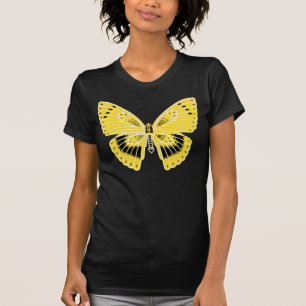 T-shirt Borboleta Amarela Estilo Art Nouveau