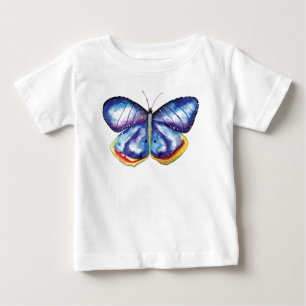 T-shirt Borboleta Azul Toddler Long Sleeve T Shirt, Branca