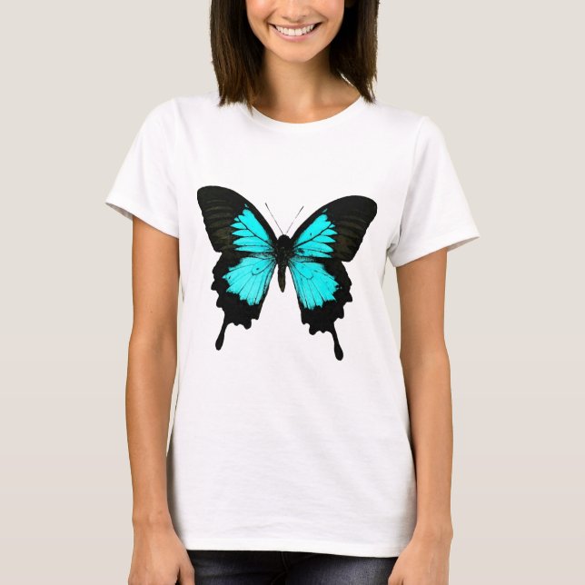 T-shirt Borboleta - azul-turquesa e preto (Frente)