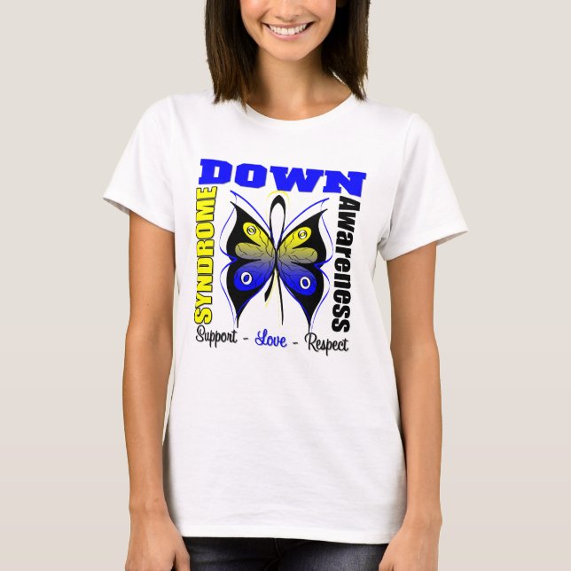T-shirt Borboleta da consciência de Síndrome de Down (Frente)