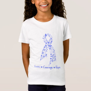 T-shirt Borboleta da esperança da coragem do amor - cance