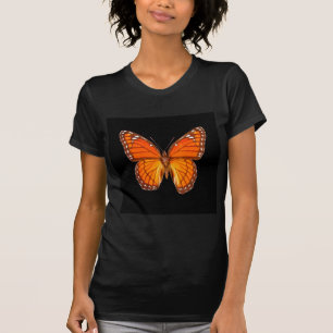 T-SHIRT BORBOLETA DE MONARCA ALARANJADA NA COR PRETA