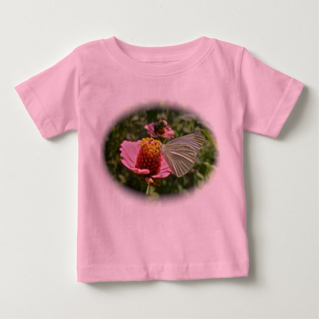 T-shirt Borboleta-do-repolho na camisa-do-bebê da Zinnia (Frente)