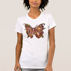 T-SHIRT BORBOLETA EM BRILHOS DOURADOS