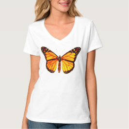 T-shirt Borboleta monarca, laranja-ouro e preto
