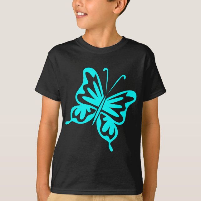 T-shirt Borboleta Retroativa - Ciano (Frente)