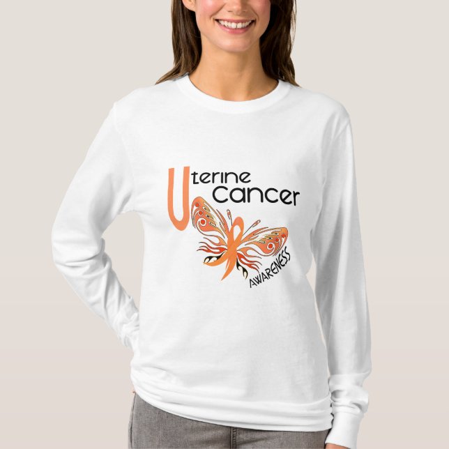 T-shirt BORBOLETA uterina 3,1 do cancer (Frente)