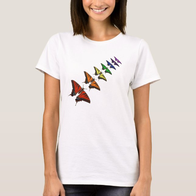 T-shirt Borboletas do Rainbow Chakra (Frente)