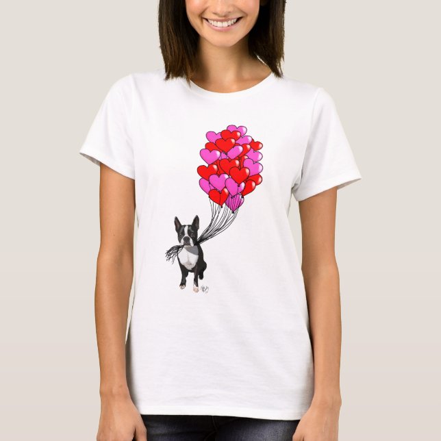 T-shirt Boston Terrier E Balões (Frente)