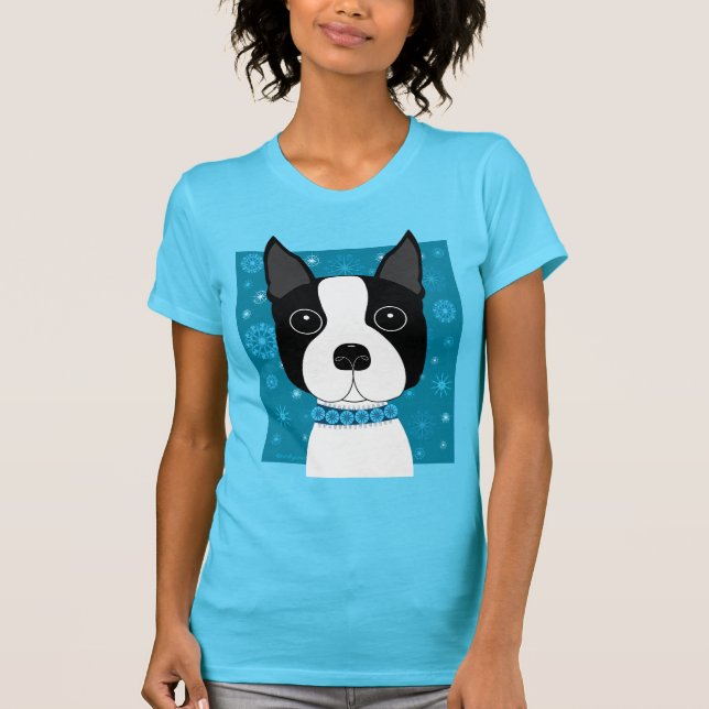 T-shirt Boston Terrier no inverno (Frente)
