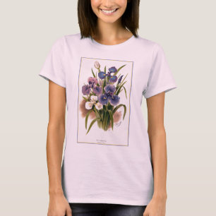 T-shirt botânico antigo do impressão das íris
