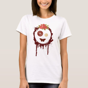 T-shirt Botão Gráfico Olhos Face
