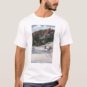 T-shirt Boulder, Colorado - Flatirons no inverno