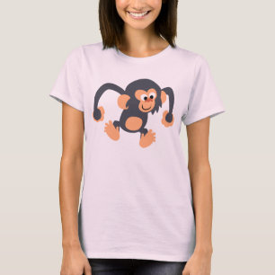 T-shirt Bouncy bonito das mulheres do chimpanzé
