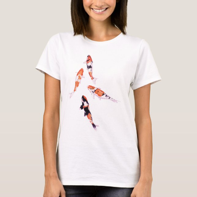 T-shirt branca flutuante de Koi (Frente)