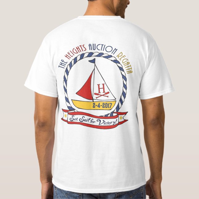 T-shirt branco Curto-Sleeved da regata das alturas (Verso)