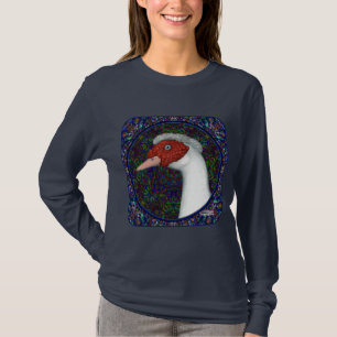 T-shirt Branco da cabeça do pato de Muscovy