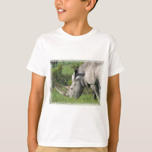 T-shirt branco da juventude do rinoceronte