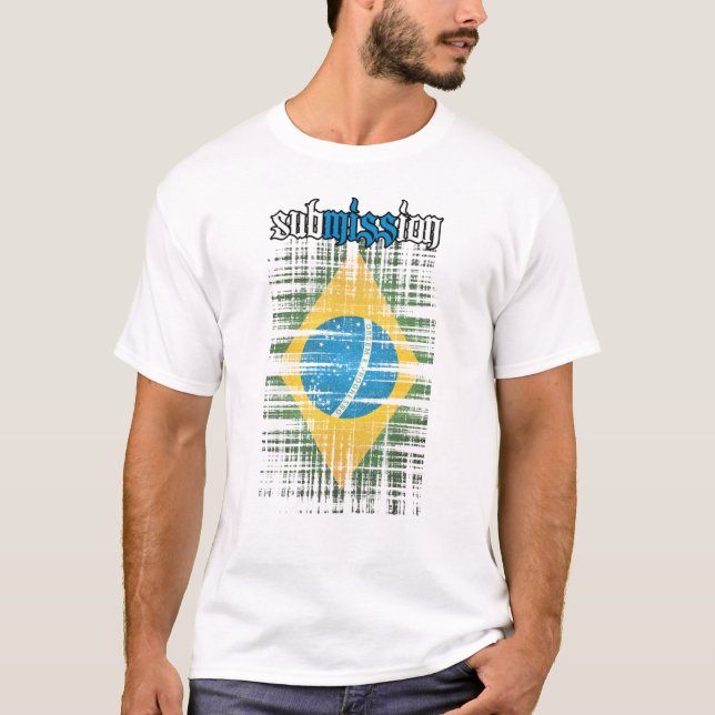 T-shirt branco de Brasil da submissão (Frente)