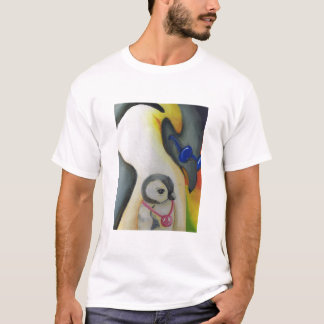 T-shirt branco de pintura do pinguim Groovy