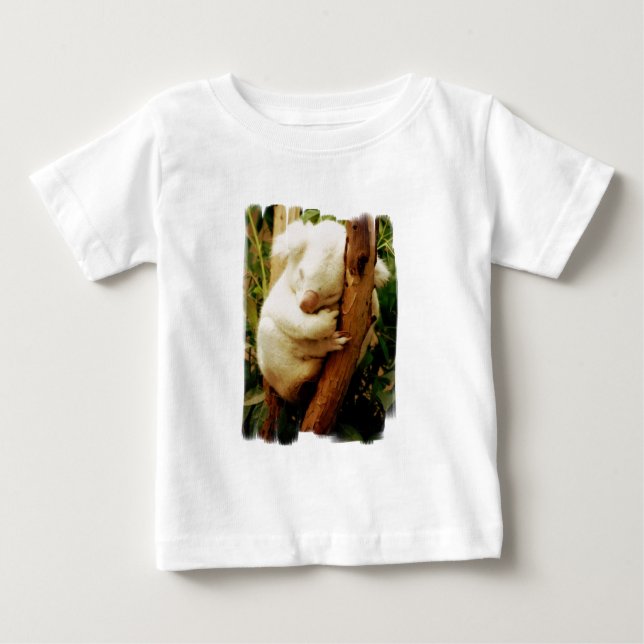 T-shirt branco do bebê do urso de Koala (Frente)