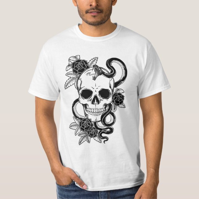 T-shirt branco do crânio (Frente)