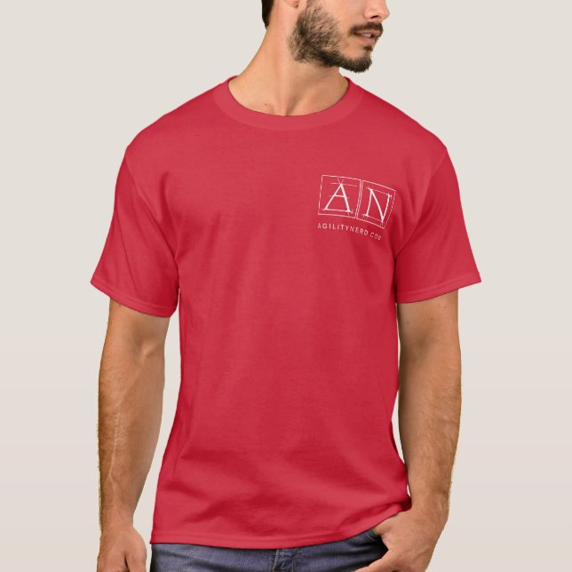 T-shirt branco do logotipo de AgilityNerd (Frente)