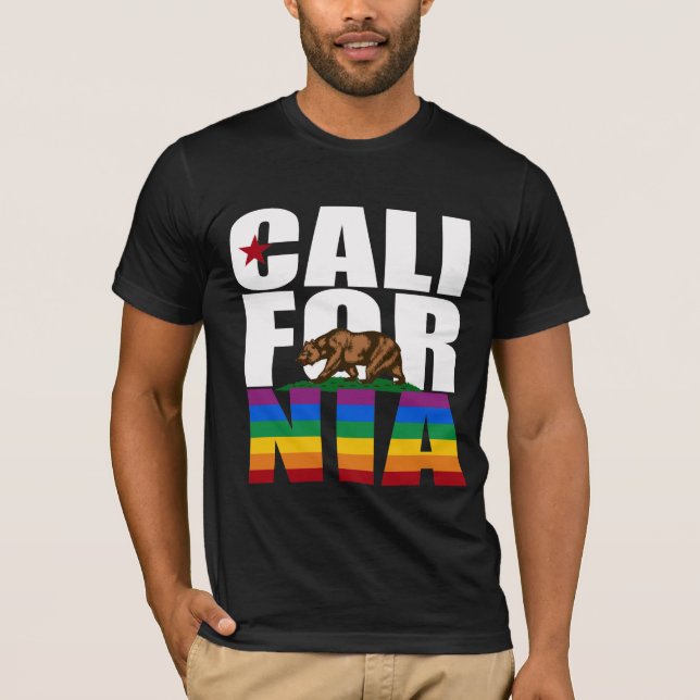 T-SHIRT BRANCO DO ORGULHO DE CALIFÓRNIA (Frente)