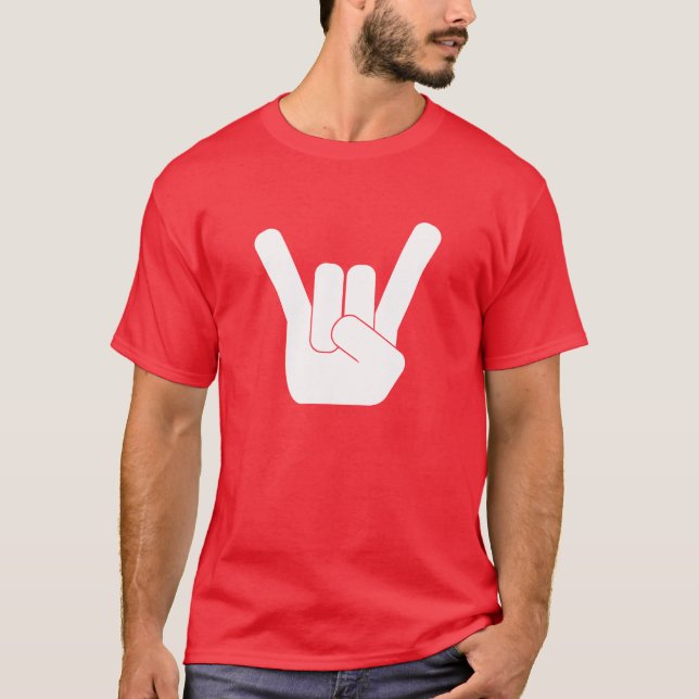 T-shirt Branco do sinal da rocha (Frente)