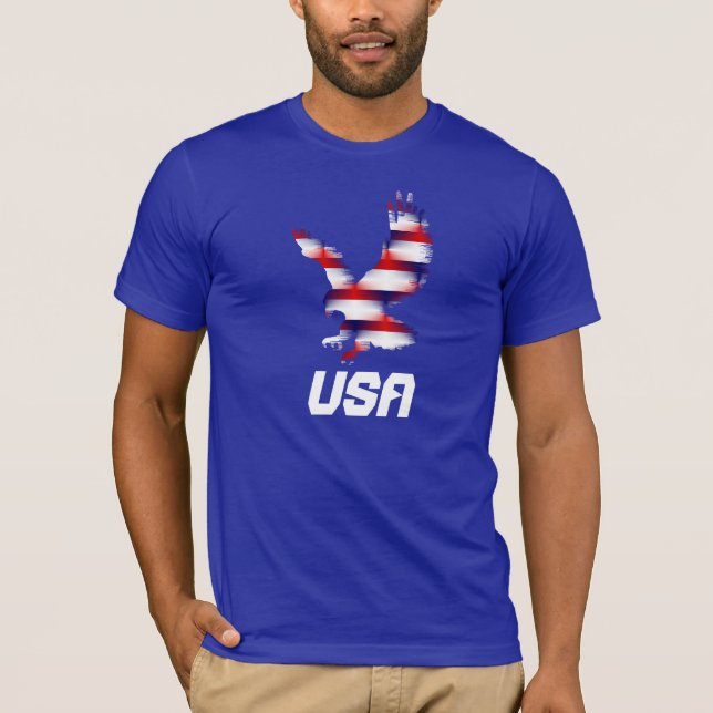 T-shirt branco e azul vermelho de Eagle (Frente)