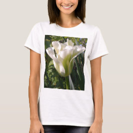 T-shirt branco e verde da tulipa