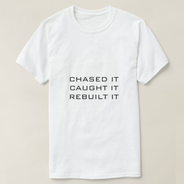 T-SHIRT BRANCO PEGOU-O RECONSTRUI-LO (Frente do Design)