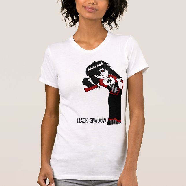 T-shirt Branco preto da sombra (Frente)