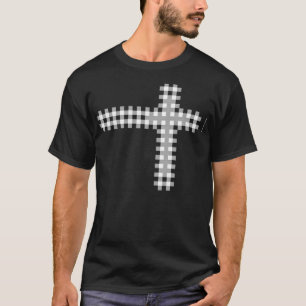 T-shirt Branco transversal da xadrez