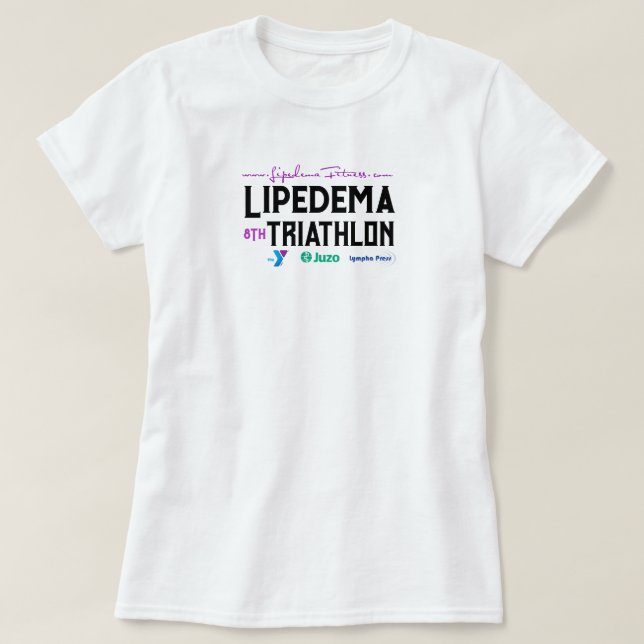 T-Shirt Branco Triathlon 8.º Lipedema Anual (Frente do Design)