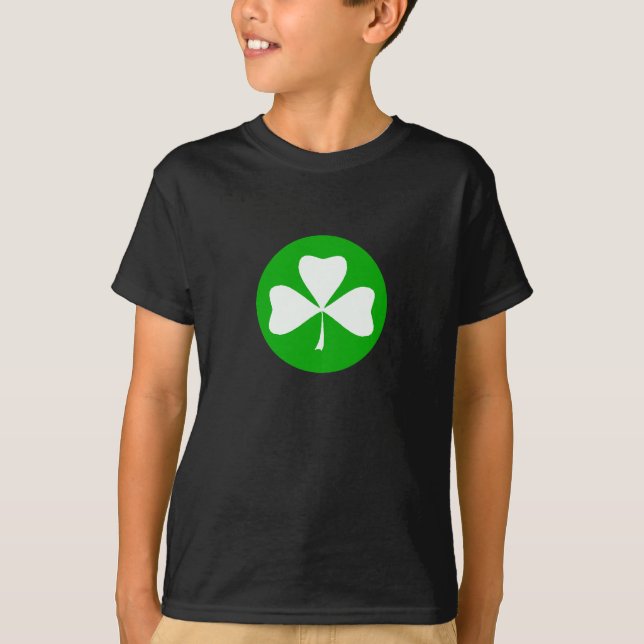 T-shirt Branco verde do trevo do círculo (Frente)