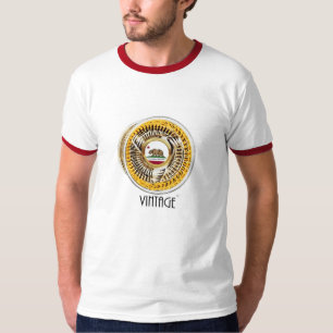 T-shirt branco/vermelho do vintage da campainha