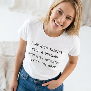 T-shirt Brincar Com Fadas Montar Um Unicórnio Nadar Com Se