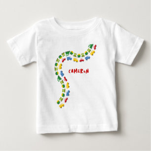 T-shirt Brinquedos Coloridos Carros Ônibus Caminhões Trem