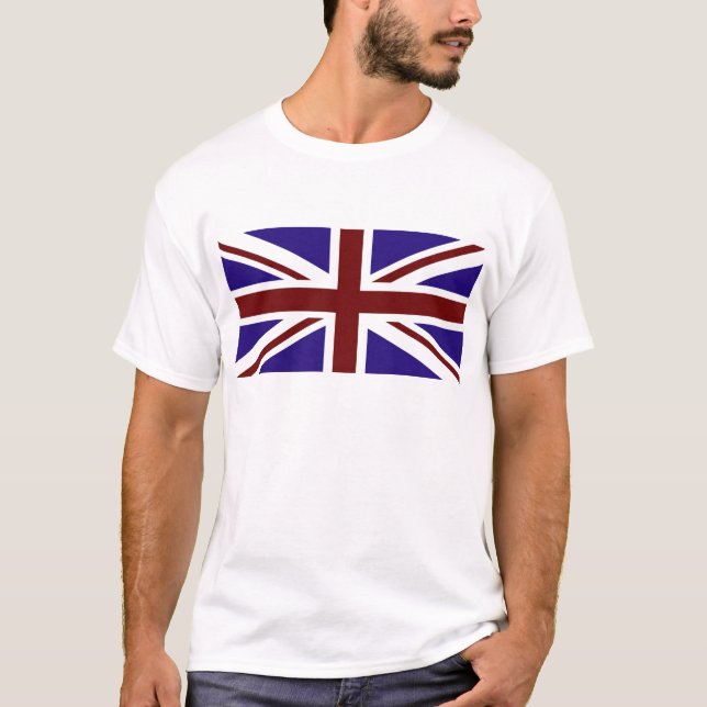 T-shirt BRITÂNICO branco e azul vermelho da (Frente)